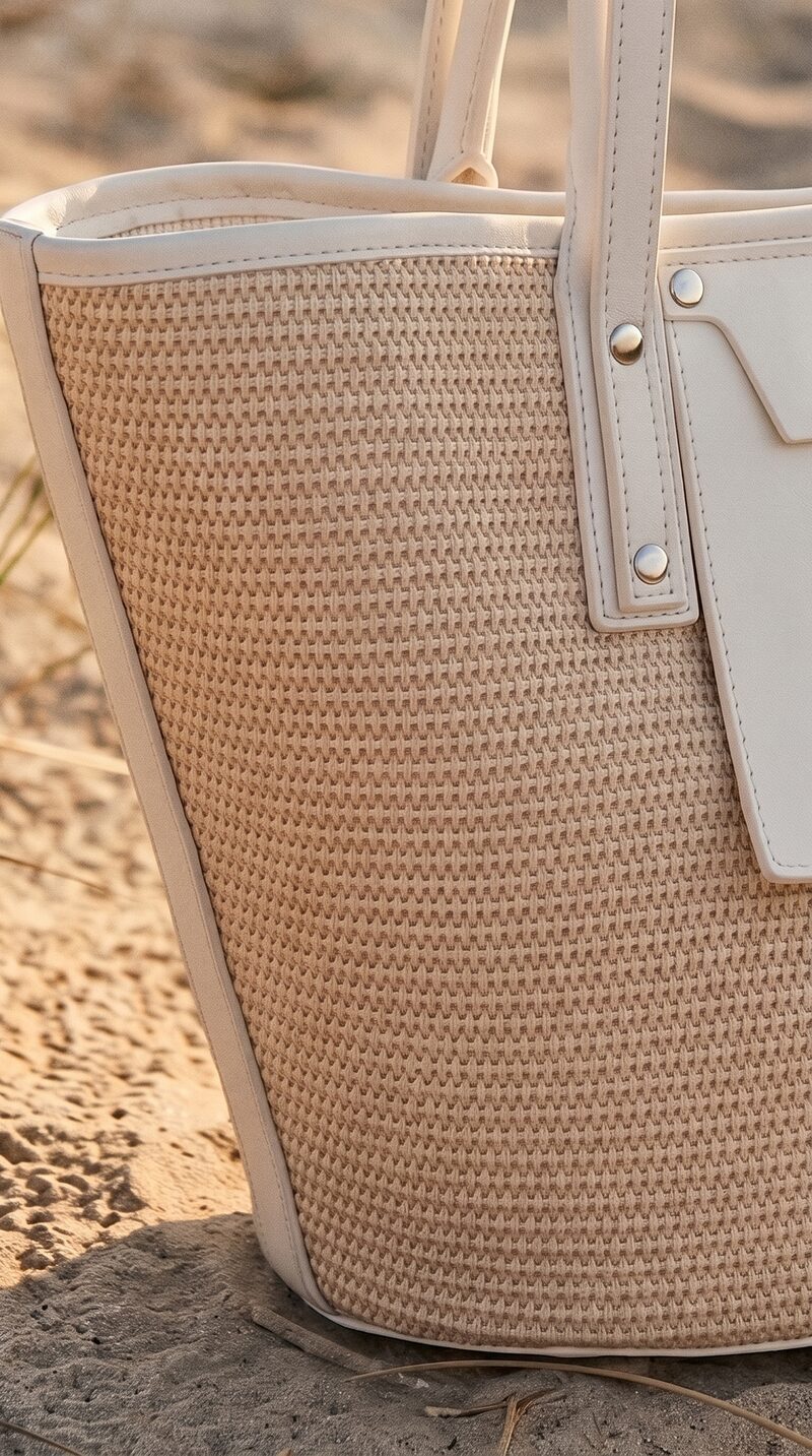 Accessories AI shoot — location, texture detail in sunlight