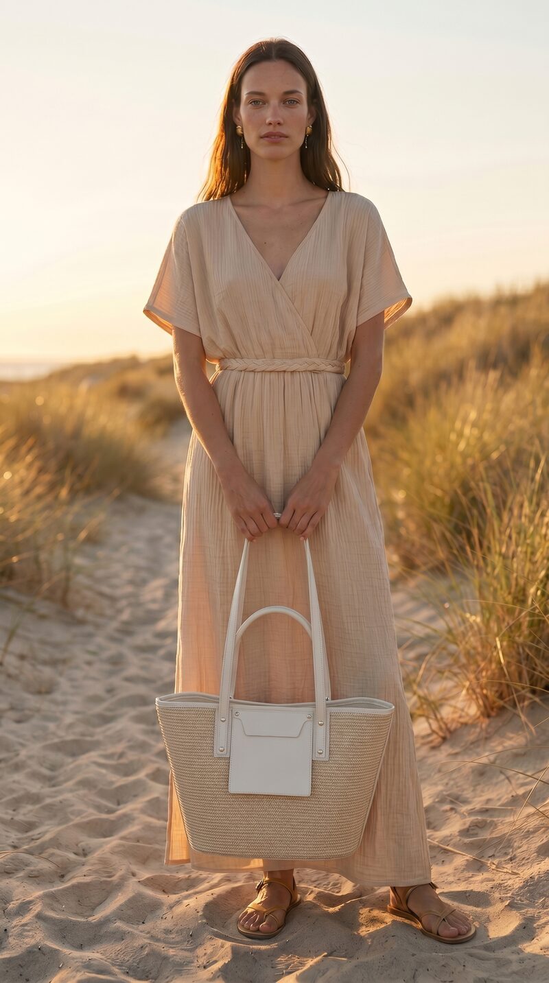 Accessories AI shoot — location, portrait with model