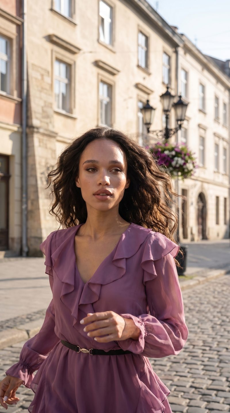 Fashion AI shoot — walking, old town