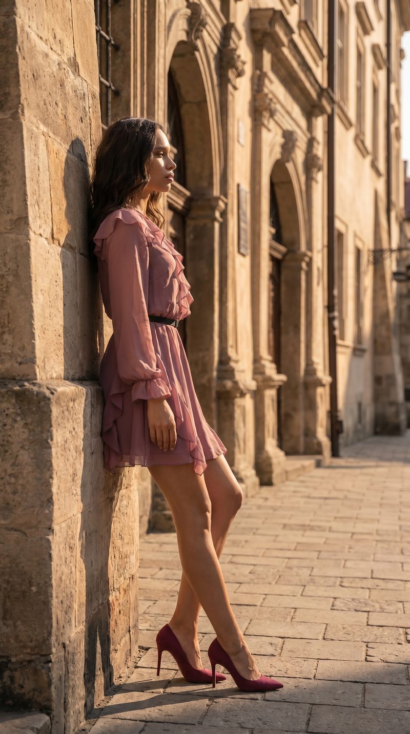 Fashion AI shoot — leaning against wall