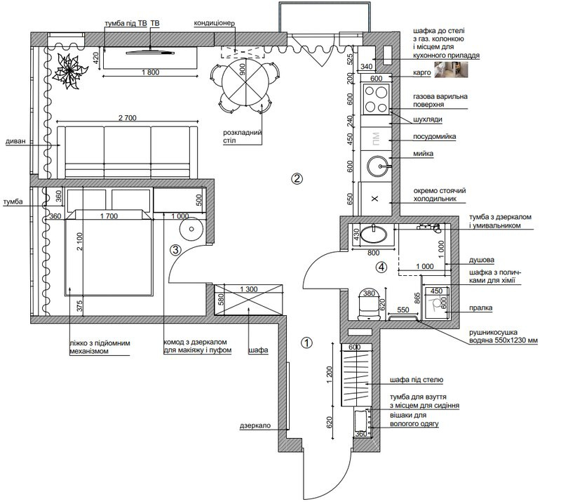 Interior AI visualization — 2D floor plan