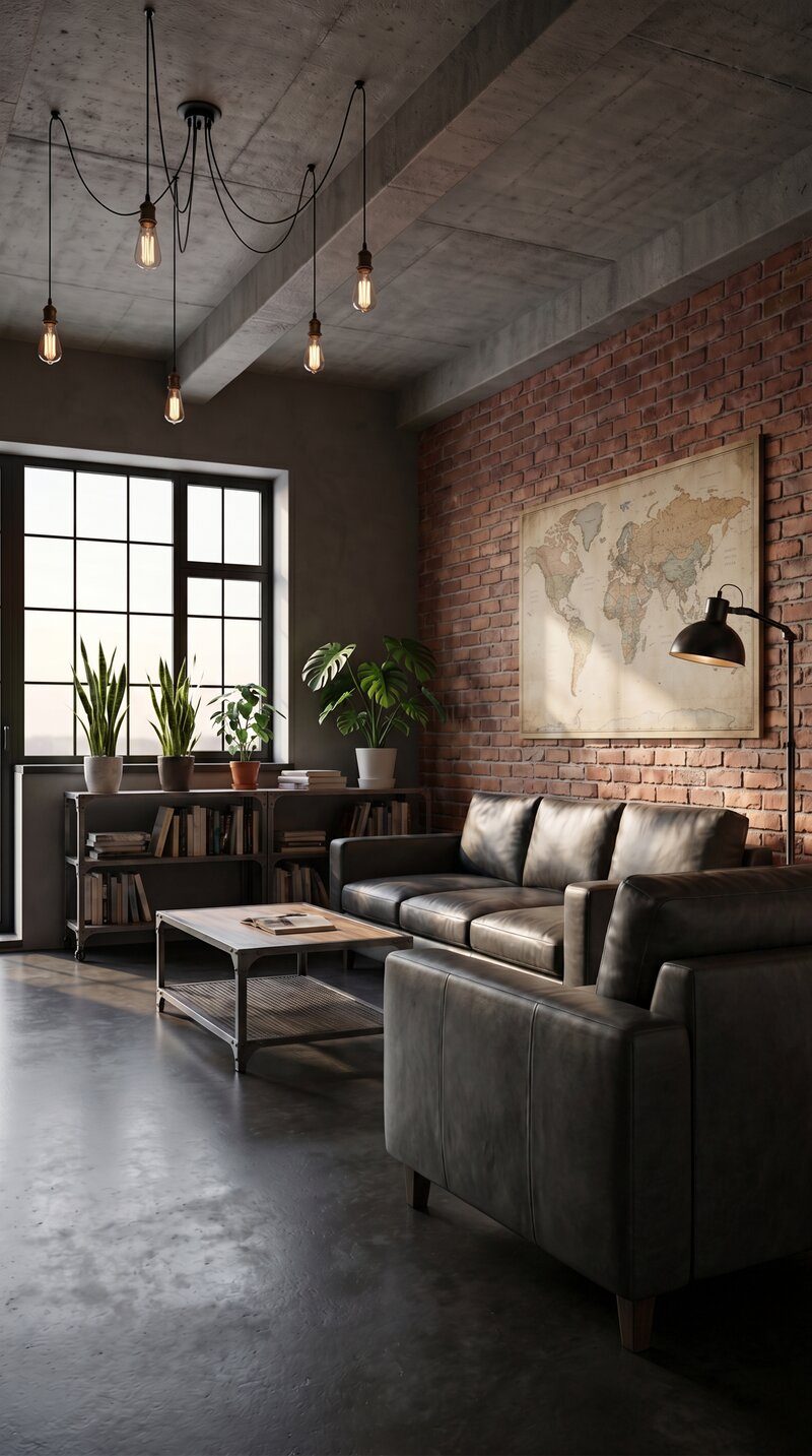 Interior AI redesign — after, loft style