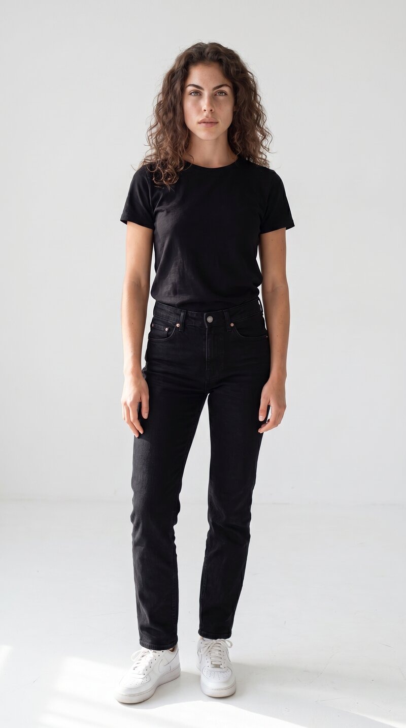 Model snap — full length, studio